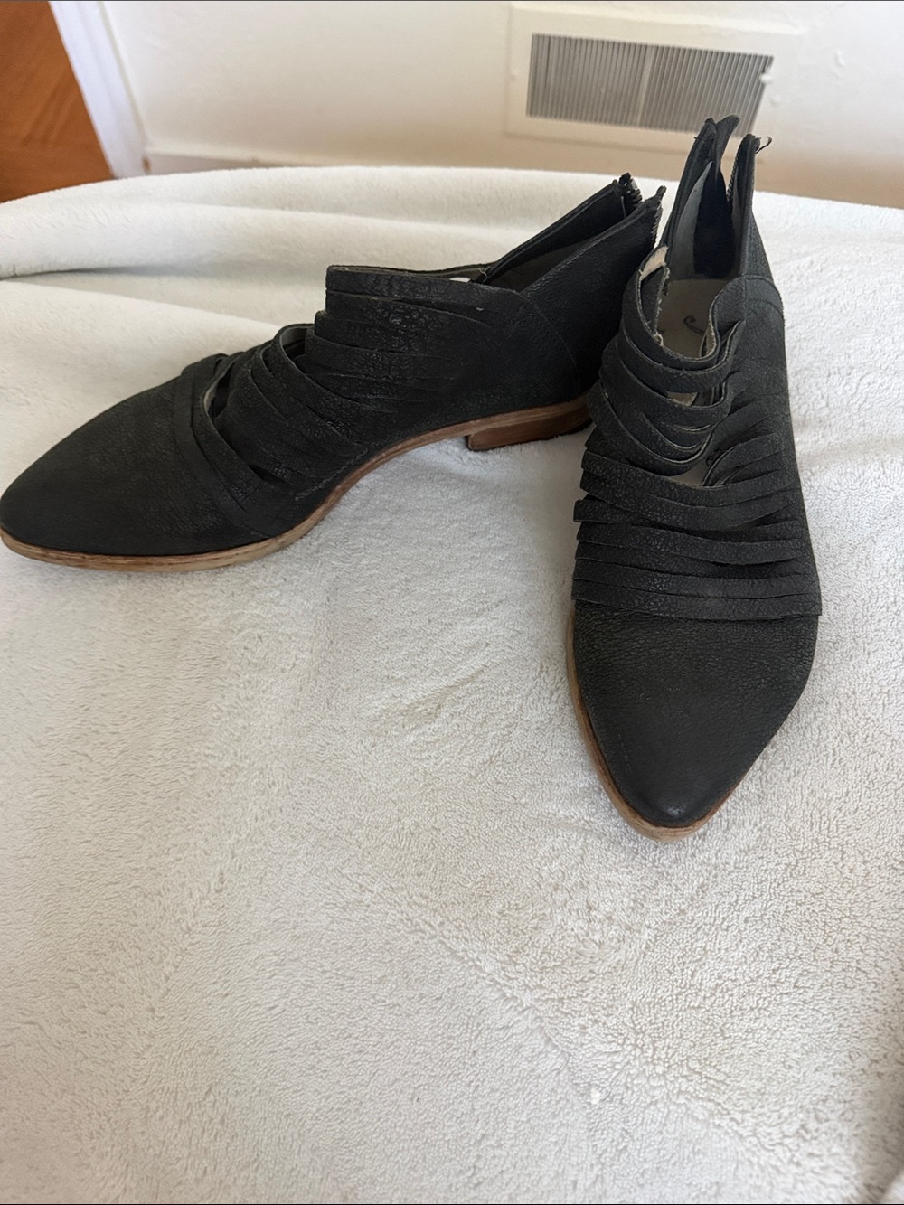 Free People Black Pointed Toe Strappy Mules